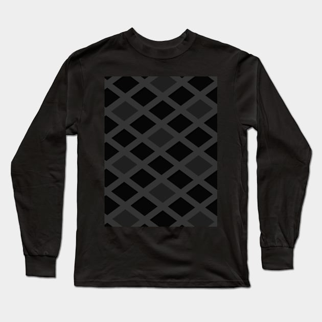 Black textured checked background Long Sleeve T-Shirt by Spinkly